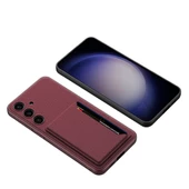 Vendas Samsung Galaxy S24 Plus Suni Deri Arka Yüzey Sürgülü Kamera Korumalı Zore Kartlıklı Kıpta Silikon Kapak - 11