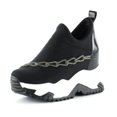 Erkan Saçmacı Maggie Siyah Streç Gümüş Zincirli Gizli Dolgu Günlük Ayakkabı thumbnail 1