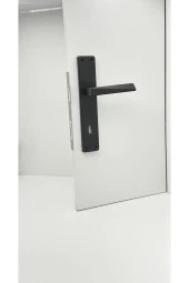 Piramit Siyah Lüx Kare Aynalı Oda Kapı Kolu 1 Takım thumbnail 1