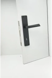 Piramit Siyah Lüx Kare Aynalı Oda Kapı Kolu 1 Takım thumbnail 3