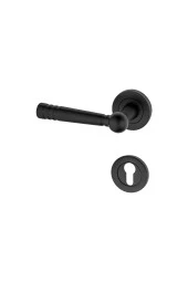 Osmanlı Rozetli Mat Siyah Çelik Yale Kapı Kolu Sol Basar Tek Yön thumbnail 1