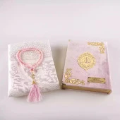 Seccade + Tesbih + Kuran Hediye Seti (Orta Boy, Kadife, Pudra Pembe, Lafzatullah) thumbnail 3