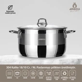 Amboss Saphire Paslanmaz Çelik 16 cm Derin Tencere - Cam Kapak - 1