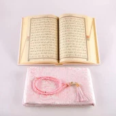 Seccade + Tesbih + Kuran Hediye Seti (Hafız Boy, Yeni Cilt, Pembe) - 3