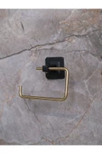 Sas Haus Yapışkanlı Kare Açık Tuvalet Kağıtlığı Wc Kağıtlık Tuvalet Kağıdı Askısı Altın Siyah KS-001 thumbnail 1