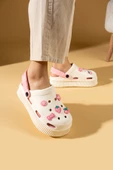 Pembe Potin Yüksek Taban Jibbitzli Eva Comfort Kadın Sandalet DNZ224-24Bej Pudra - 1