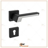 Lüx Siyah İnox Zamak Kare Rozetli Daire Çelik Kapı Kolu Sağ El İle Açılır Tek Yön 1 Adet thumbnail 2