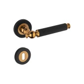 Lüx Çizgili Rozetli Mat Siyah Albirifin Oda Kapı Kolu 1 Takım thumbnail 1