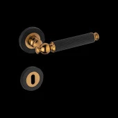 Lüx Çizgili Rozetli Mat Siyah Albirifin Oda Kapı Kolu 1 Takım thumbnail 3