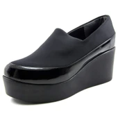 Erkan Saçmacı Sofia Siyah Streç Yuvarlık Burun Dolgu Topuklu Günlük Ayakkabı thumbnail 1