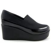 Erkan Saçmacı Sofia Siyah Streç Yuvarlık Burun Dolgu Topuklu Günlük Ayakkabı thumbnail 2