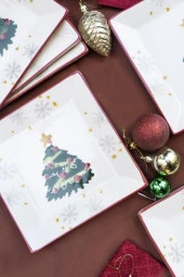 Yılbaşı Serisi 6 lı Kare Pasta Tabağı thumbnail 1