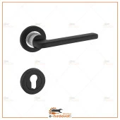 Hisar Lüx Mat Siyah Krom Rozetli Daire Çelik Kolu 1 Takım Daire Giriş Kapı Kolu thumbnail 2