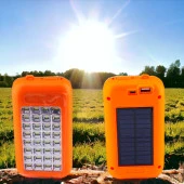 Güneş Enerjili Şarjlı 32 Ledli Işıldak Lamba Aydınlatma Kamp El Feneri Beyaz Işık Power Bank - 5