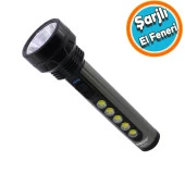 El Feneri Şarjlı Led Işıldak Kamp El Lambası Gece Aydınlatma 5 W + 3 W Beyaz Işık 1800 mAh - 1