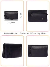 Grande Hakiki Deri Erkek El Çantası Lacivert 4271 - 2