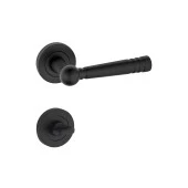 Mat Siyah Rozetli Lüx Wc Kapı Kolu Osmanlı Rozetli Banyo Kapı Kolu 1 Takım Wc - Banyo Kapı Kolu thumbnail 1