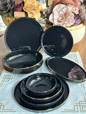 27 Parça 6 Kişilik Siyah Modern Yemek Takımı - 1