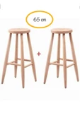 EHM Ahşap Mobilya Dekorasyon Ahşap 65 Cm Yüksek Yuvarlak Bar Tabure Sandalye 2'li Ahşap Ham thumbnail 1