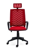 SERS MOBİLYA Plastik Ayak Kırmızı Yönetici Koltuğu Ofis Çalışma Koltuğu thumbnail 2