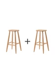 BOB ARTS and CRAFTS Ikili Ahşap Yüksek Kare Bar Tabure Sandalye - 1