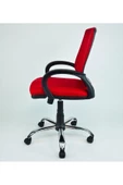 CLK Fileli Petek Ofis Büro Bilgisayar Koltuğu Sandalyesi Kırmızı Krom Ayak thumbnail 3