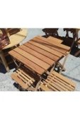 100% Turkish Design Katlanabilir Ahşap Tabure Piknik Masa Seti Katlanır Masa Tabure - 1