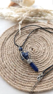 Kolye gerdanlık Çakra Doğal lapis Taşı Çivi Kolye sarkaç Takı Aksesuar thumbnail 2