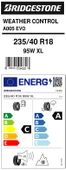 Bridgestone 235/40R18 95W Xl A005 Evo M+S A-C-71 4 Mesvsim Oto Lastiği 2021 thumbnail 2
