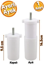 Gizli Mobilya Kanepe Sehpa Tv Ünitesi Koltuk Orta Destek Ayağı Ayarlanabilir 9.5 Cm Beyaz Baza Ayak thumbnail 1
