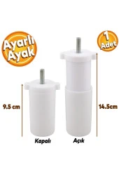 Gizli Mobilya Kanepe Sehpa Tv Ünitesi Koltuk Orta Destek Ayağı Ayarlanabilir 9.5 Cm Beyaz Baza Ayak thumbnail 5