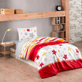 Kristal Tutku Sarı Kırmızı Ranforce 160x220 cm Genç Tek Kişilik Nevresim Takımı - 1