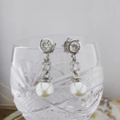 Vaoov 925 Ayar Gümüş Sallantılı Taşlı İnci Küpe thumbnail 2