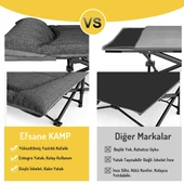 EFSANE KAMP - Konfor Ultralight Kampet Portatif Kamp Yatağı Siyah -  190x68x35cm - 5