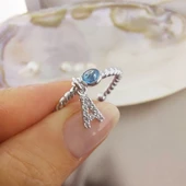 Vaoov 925 Ayar Gümüş Renkli Taşlı Harf Yüzük thumbnail 8