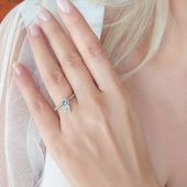 Vaoov 925 Ayar Gümüş Renkli Taşlı Harf Yüzük thumbnail 4