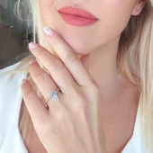 Vaoov 925 Ayar Gümüş Renkli Taşlı Harf Yüzük thumbnail 2