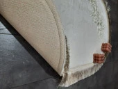 Algeria Saçaklı Krem Fransız Dantelli 2'li Banyo Paspası Püsküllü Çeyizlik Klozet Takımı thumbnail 2