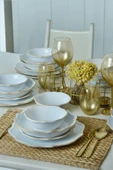 Keramika Beyaz Gold Fileli Romeo Yemek Takımı 24 Parça 6 Kişilik - 2