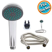 Duş Seti Spiral Fişkiye Banyo Duş Başlığı Set Fiskiyesi Telefonu Yuvarlak Klasik Başlık FiskiyeMetal Hortum - 1