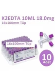 100 Adet Kan Alma Tüpü, Mor Kapak, K2E K2EDTA 10ml 18mg 16x100mm, Bd Vacutainer - 1