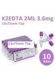 100 Adet Kan Alma Tüpü, Mor Kapak, K2E K2EDTA 2ml 3.6mg 13x75mm, Bd Vacutainer - 1