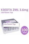 100 Adet Kan Alma Tüpü, Mor Kapak, K3E K3EDTA 2ml 3.6mg 13x75mm, Bd Vacutainer - 1