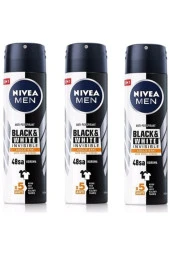 Nivea Men Anti-perspirant Black & White Invisible Güçlü Etki 48h Erkek Deodorant X 3 Adet - 1