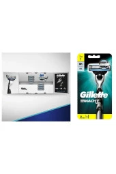 Gillette Mach3 8'li Yedek Tıraş Bıçağı + Mach3 Tıraş Makinesi 2 Yedekli - 1