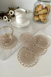 Model Havana | 6 Adet Fincan Yanı Sunum Peçetesi - Cappuccino Kokteyl Peçetesi thumbnail 1