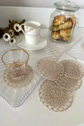 Model Havana | 6 Adet Fincan Yanı Sunum Peçetesi - Cappuccino Kokteyl Peçetesi thumbnail 3