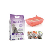 Sancat Lavanta Kokulu 10 Lt Kedi Kumu, Açık Kedi Tuvaleti, Koku Giderici Toz - 1
