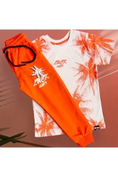 Luck Palmiye Desenli Turuncu Renk Erkek Çocuk Takım - 1