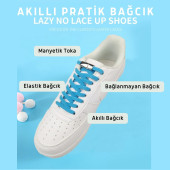 Yeni Nesil, Metal, Mıknatıslı Akıllı Elastik Bağcık, Kilitle-Bırak Ayakkabı Bağcığı, 1 Çift - 4